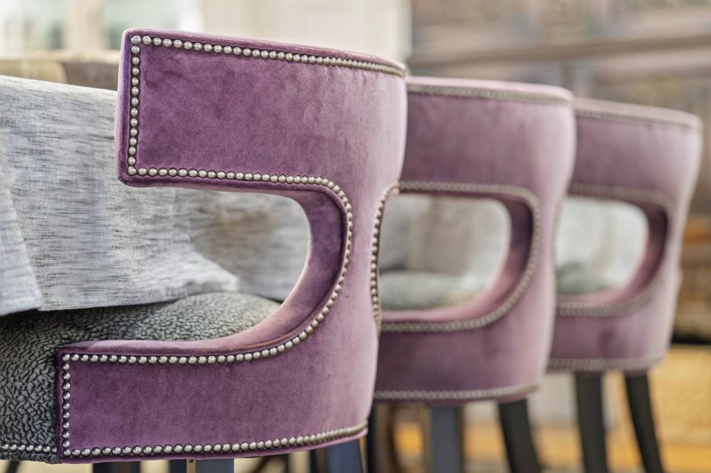 Plum velvet dining chairs, A Modern Take on the Fan, Richmond, Virginia