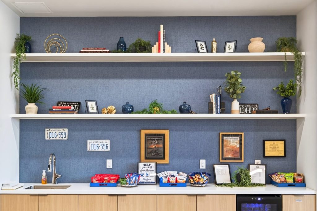 Styled built-in shelving, Honda dealership showroom, Short Pump, Virginia